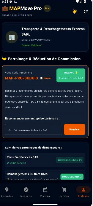 Espace professionnel MAPmove Pro